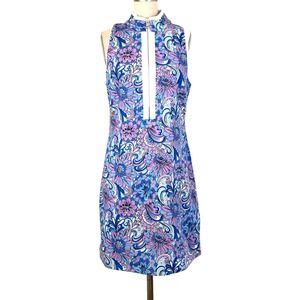 Boston Proper‎ Shift Dresses Sleeveless Colorful Size S Floral Half Zipper